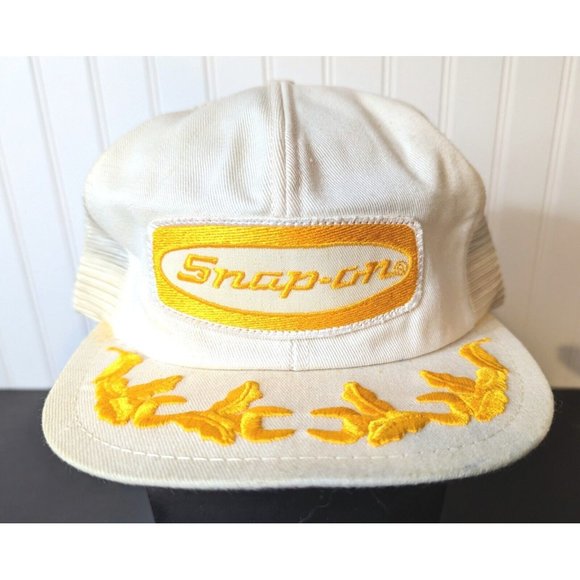 Vintage SNAP-ON 80s USA K-BRAND Black Trucker‎ Hat Cap Snapback SCRAMBLED EGGS - Picture 1 of 4